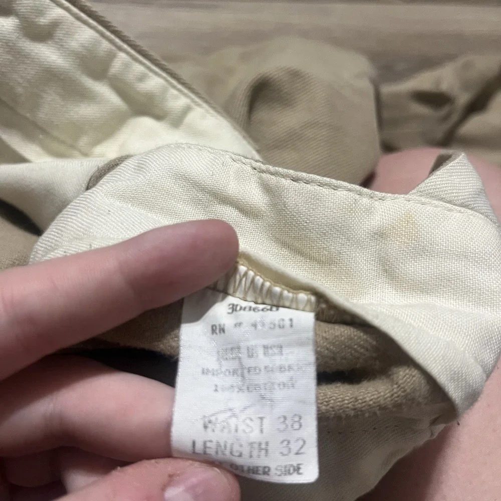VTG Polo Ralph Lauren Pants 38x32 Khaki Pleated Relaxed Made‎ in USA Twill
